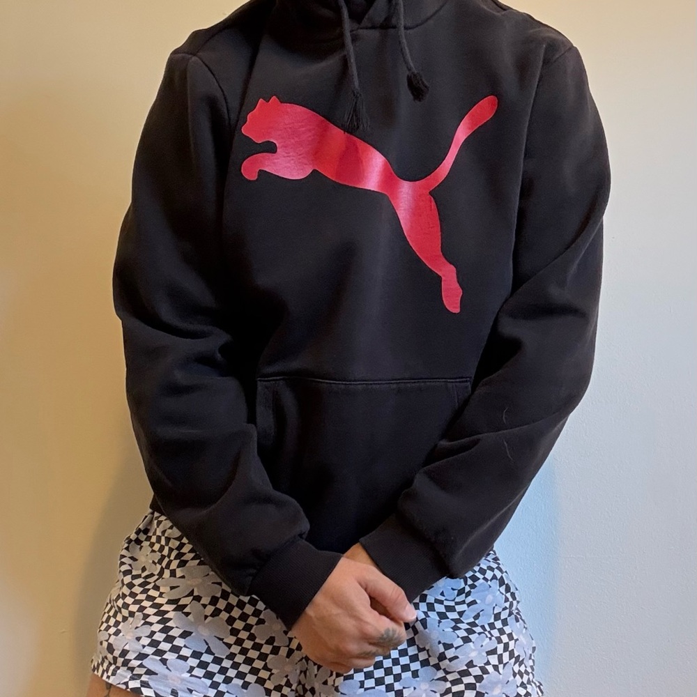 Puma Black Hoodie with Red Logo